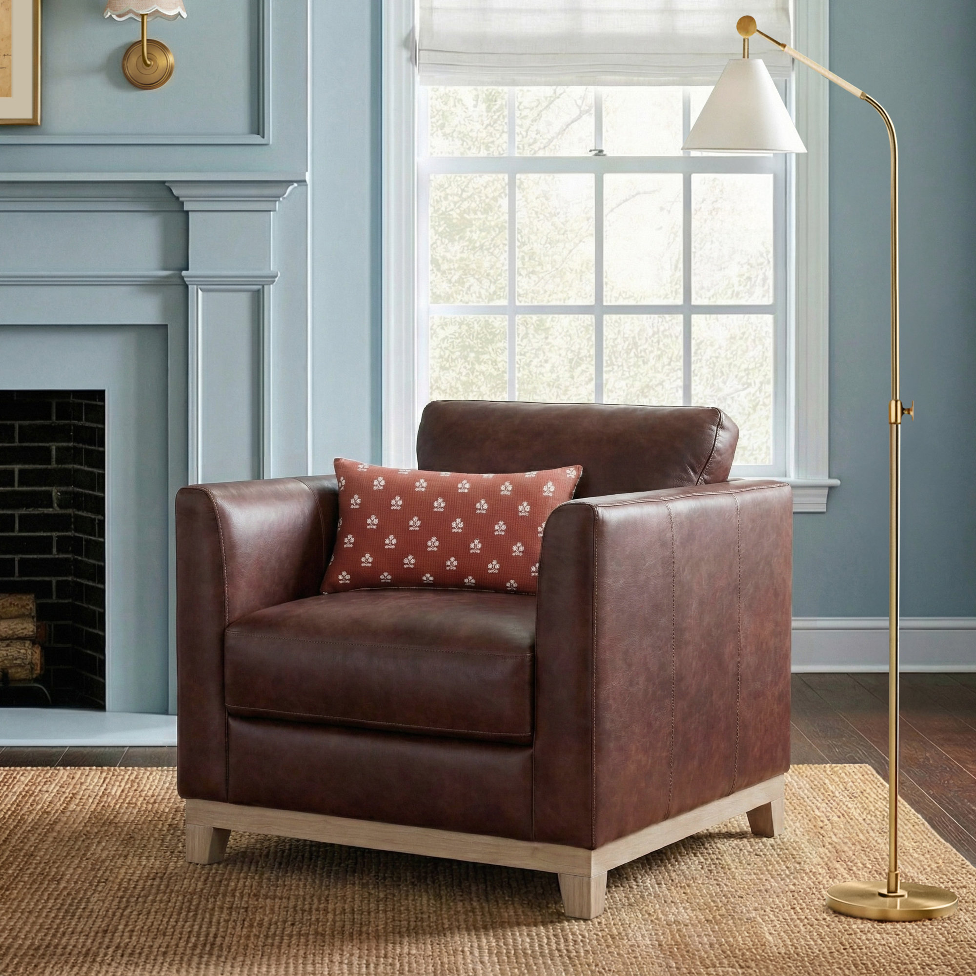 Jacobs 34.6'' Wide Genuine Leather Top Grain Leather Club Chair