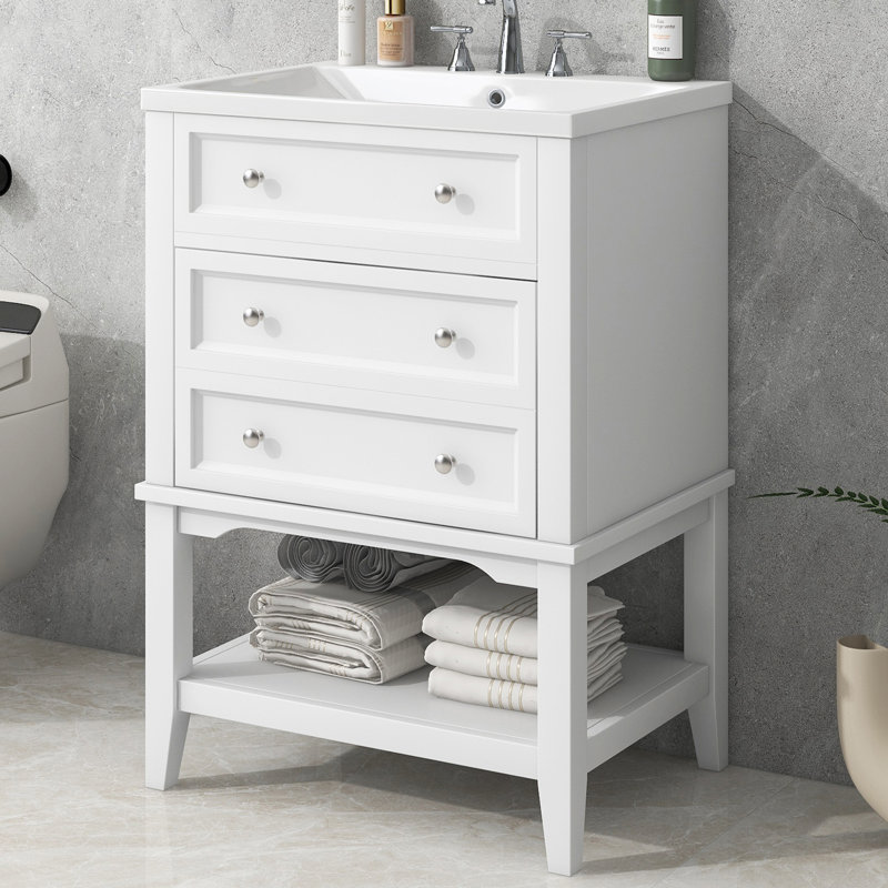 Kiedis 24'' Single Bathroom Vanity with Ceramic Top