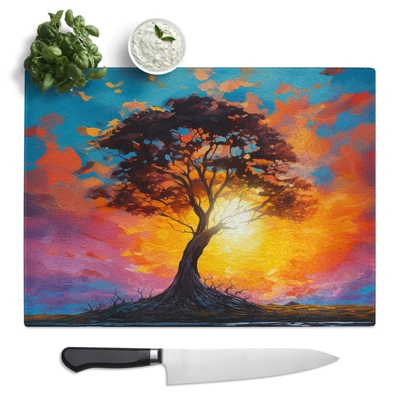 Sunset Impressionism Art  Glass Chopping Board