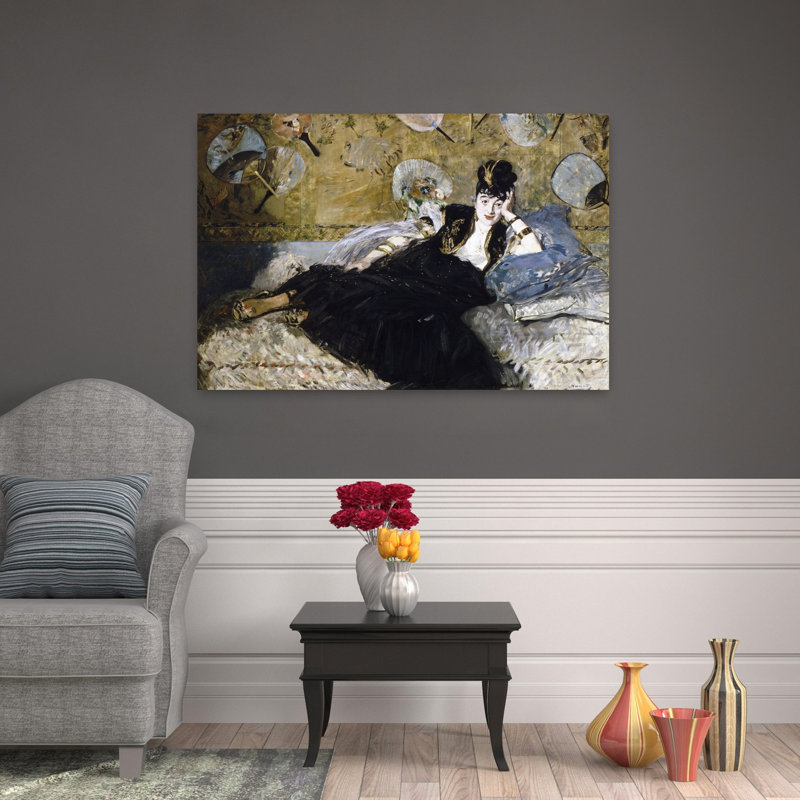 The Lady With Fans Classic Contemporary Wall Art Print by Edouard Manet - Wrapped Canvas Print, 81.28cm H x 121.92cm W