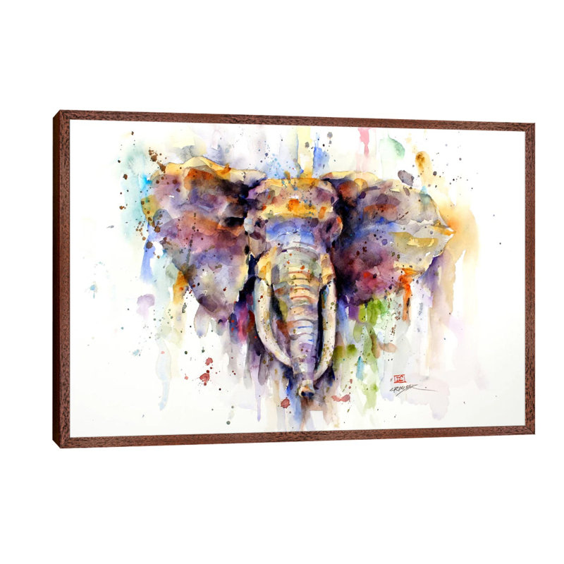 Elephant 1 Piece Wall Art on Canvas, 66.04 cm H x 45.72 cm W, Brown Framed