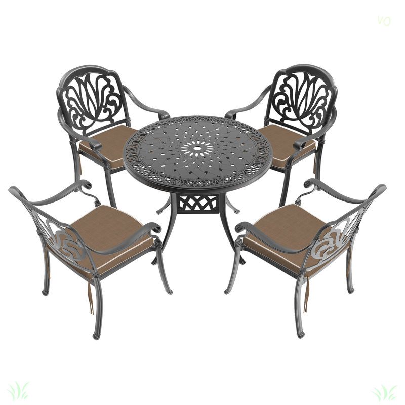 Ensemble de meubles de patio en aluminium coulé avec coussins, 4
