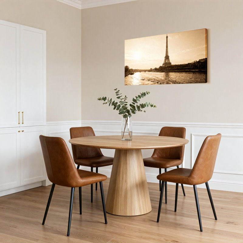 Ensemble de 1 tableau sur toile tendue représentant la Tour Eiffel et la ligne d'horizon de Paris en tons sépia