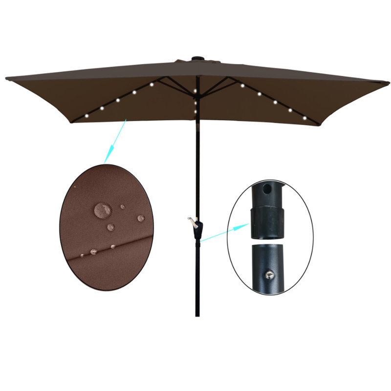 Parasol lumineux à énergie solaire à DEL, Chocolat