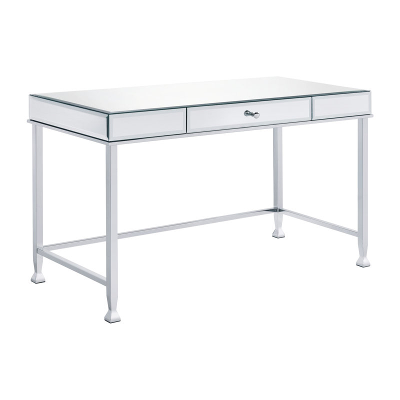 Lillyann 1 - Drawer Writing Desk with Mirrored Top, Mirrored