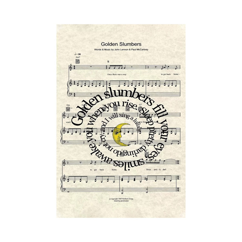 Golden Slumbers - Yellow Moon - Print on Canvas, Wrapped Canvas, 20.32 cm H x 30.48 cm W