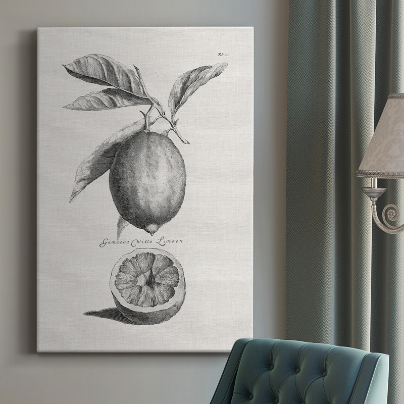 Antique citrons et oranges I - peinture sur toile tendue, H 18 po x l 12 po x P 1 po