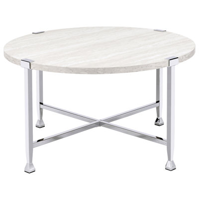 Chêne blanc et table basse - Structure industrielle et ronde créée