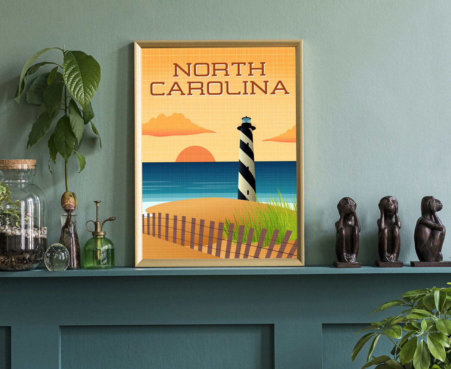 Trinx North Carolina Retro Style State Travel Poster, Vintage Unframed  Print, Home and Office Wall Art | Wayfair
