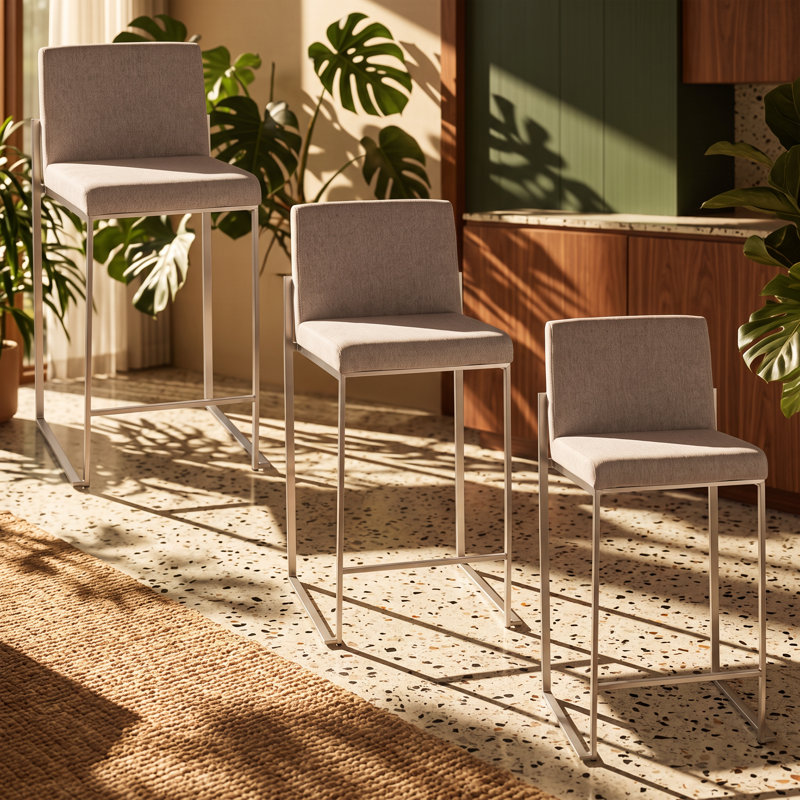 Tabouret de comptoir à dossier haut en acier inoxydable l 19,5 po x P 16,5 po x H 35,5 po Fuji