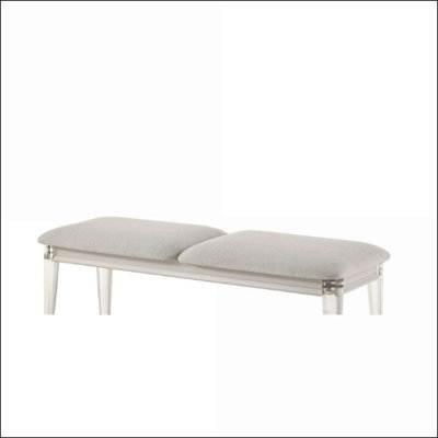 Banc d'appoint Laveda | Pieds modernes en acrylique gris clair avec revêtement en boucle blanc neige pour le salon de la chambre à coucher d'entrée | Gris clair | Revêtement