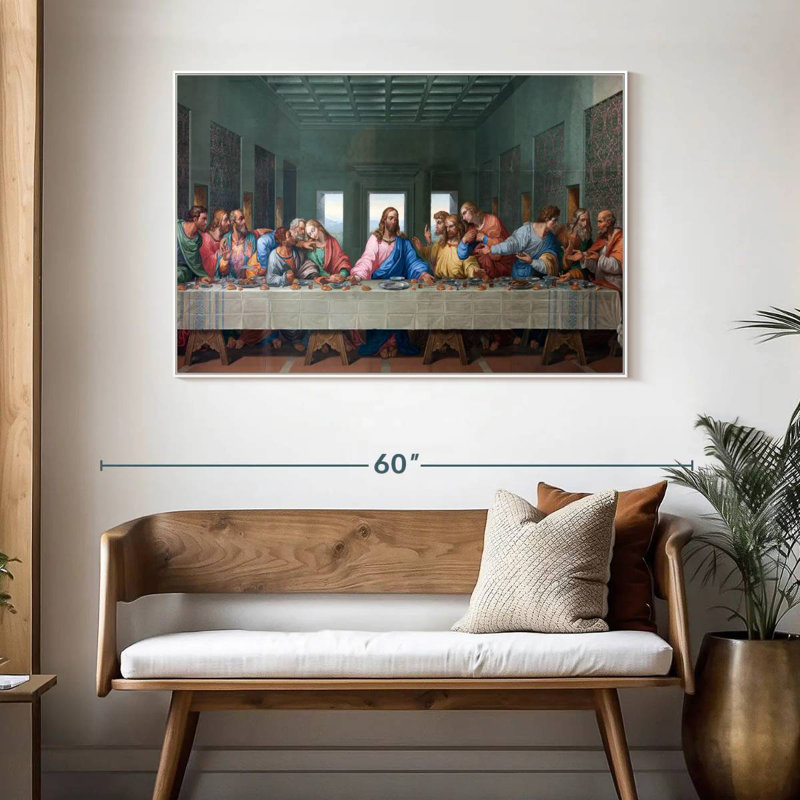 La Cène, 46 po x 31 po, Cadre flottant blanc