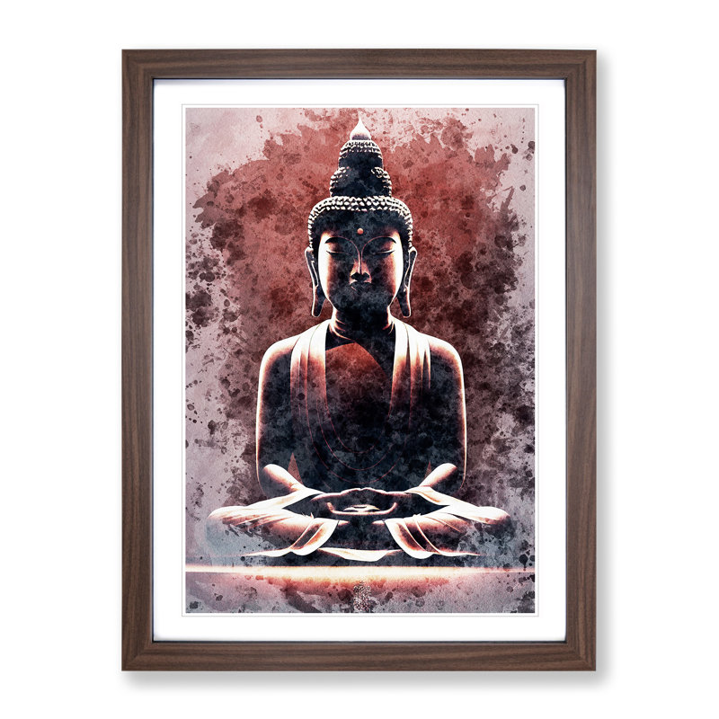Virtuous Buddha - Single Picture Frame Print, 64cm H x 46cm W x 2cm D, Walnut Framed