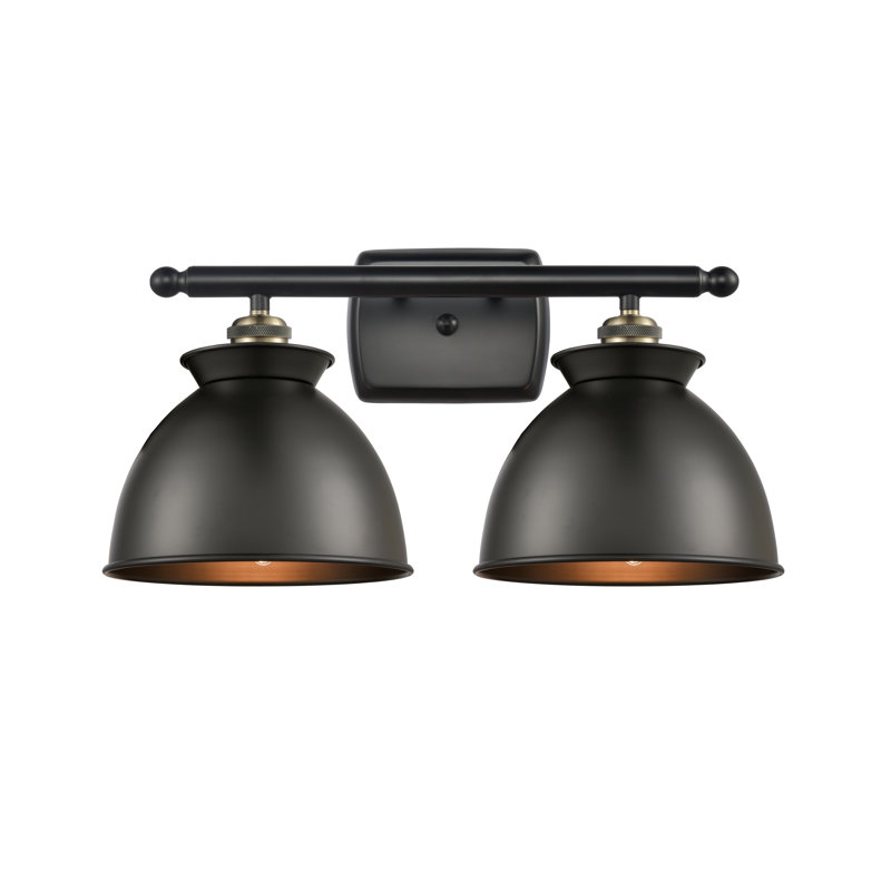 Éclairage pour meuble-lavabo à 2 lumières à intensité variable Arev, Laiton antique noir, Ampoule DEL 6 watts Vinage