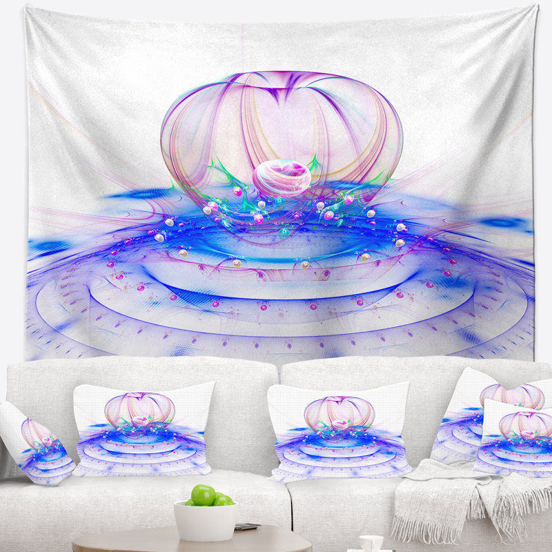 Tapisserie artful art bleu à motif floral spectaculaire, H 50 po x l 60 po