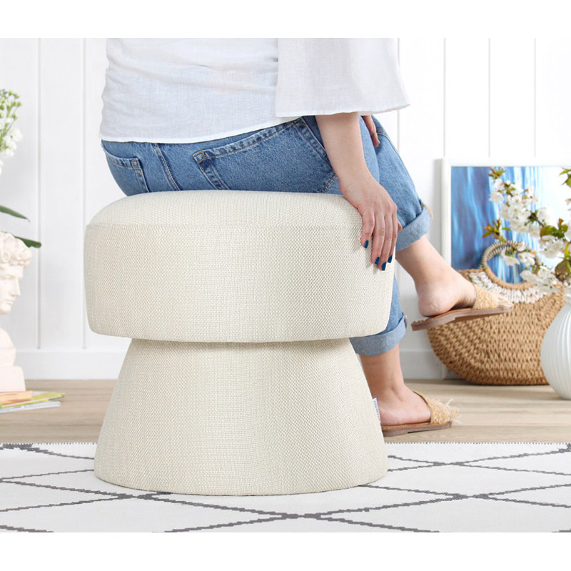 Repose-pieds élégant de couleur crème, 17,7 po x 18,9 po | 50% coton / 50% lin, 35 éponges orthopédiques, 2,4 po d'épaisseur | Parfait pour le salon, la chambre à coucher et la détente, design durable et confortable