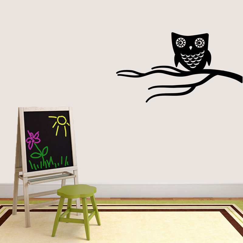 Décalcomanie murale jolie hibou on branch, Noir