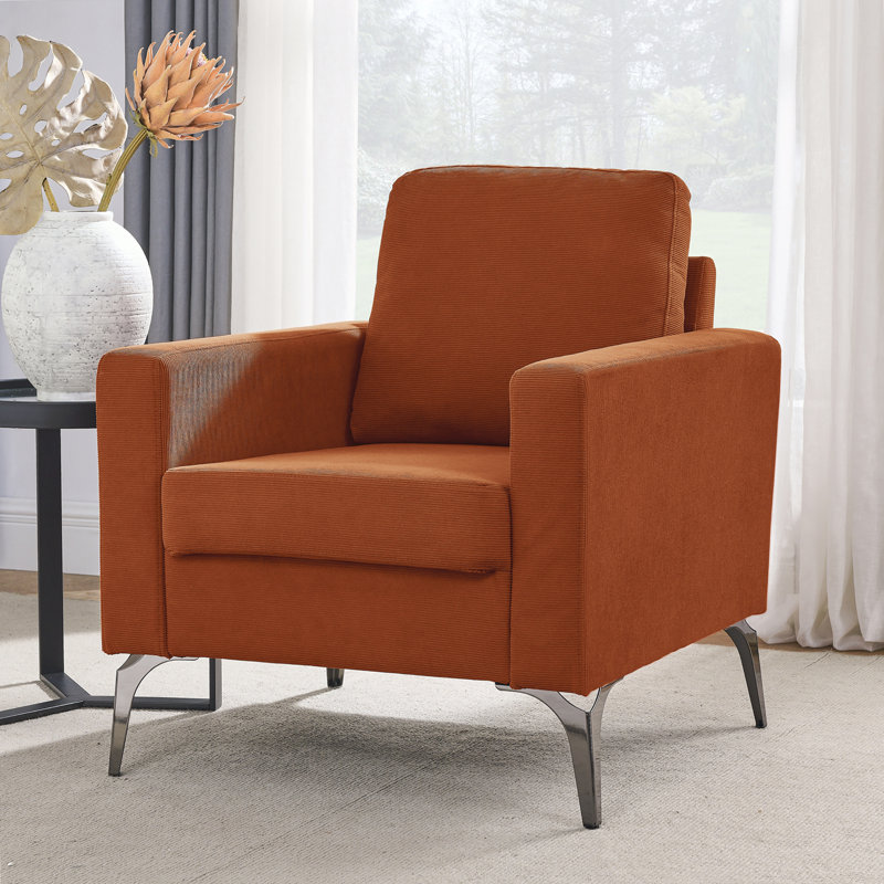 Fauteuil Keito, Velours côtelé orange