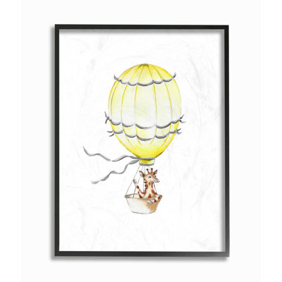 Mignon girafe en forme de montgolfière, peinture murale pour enfants, décoration murale