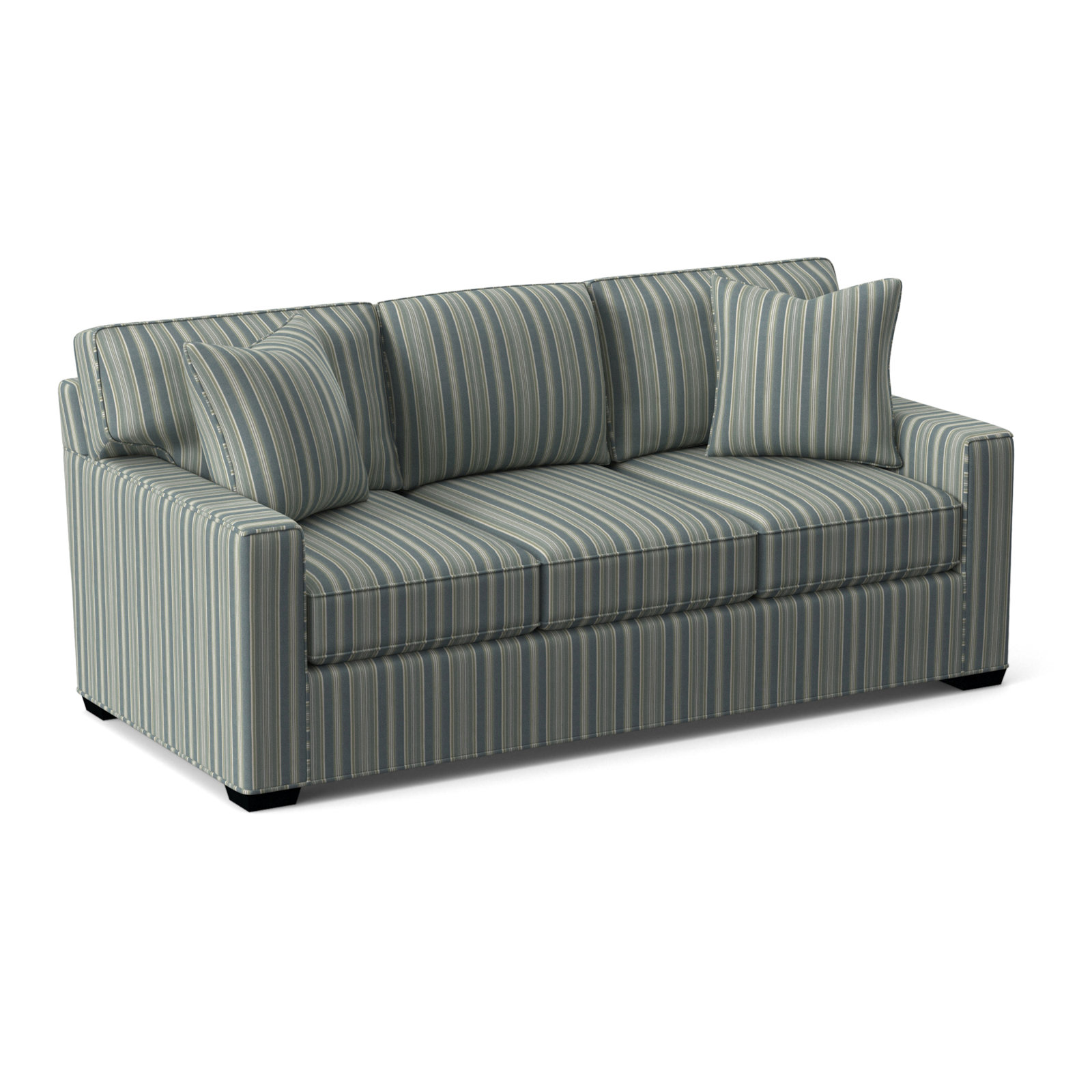 Gramercy Park 81'' Upholstered Sofa, Black Finish, Green and Blue Stripe; 0252-54