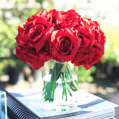 Silk Rose Arrangement in Vase