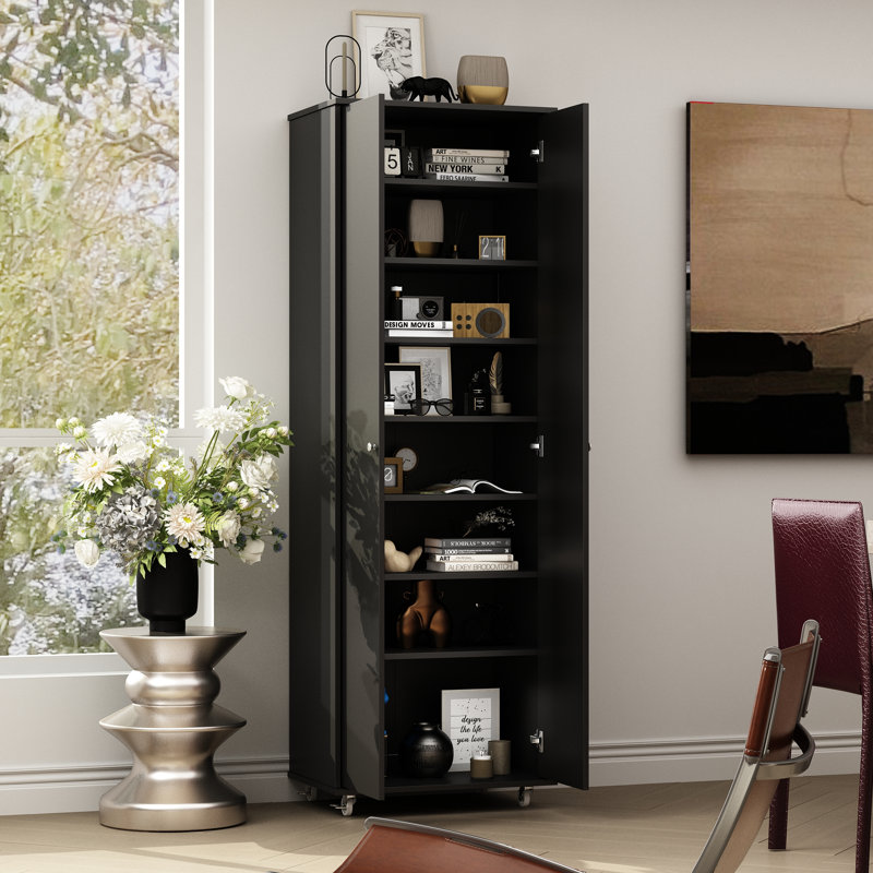 16 Pair Shoe Storage Cabinet, Black