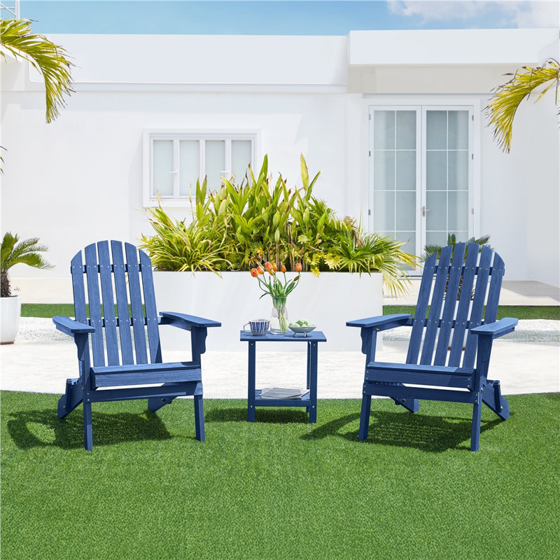 Akeley Fir Foldable Outdoor Adirondack Chair, Blue