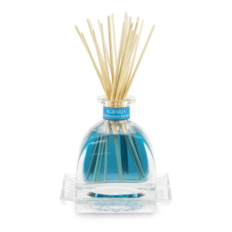 Mediterranean Jasmine Blue Glass Reed Diffuser Set