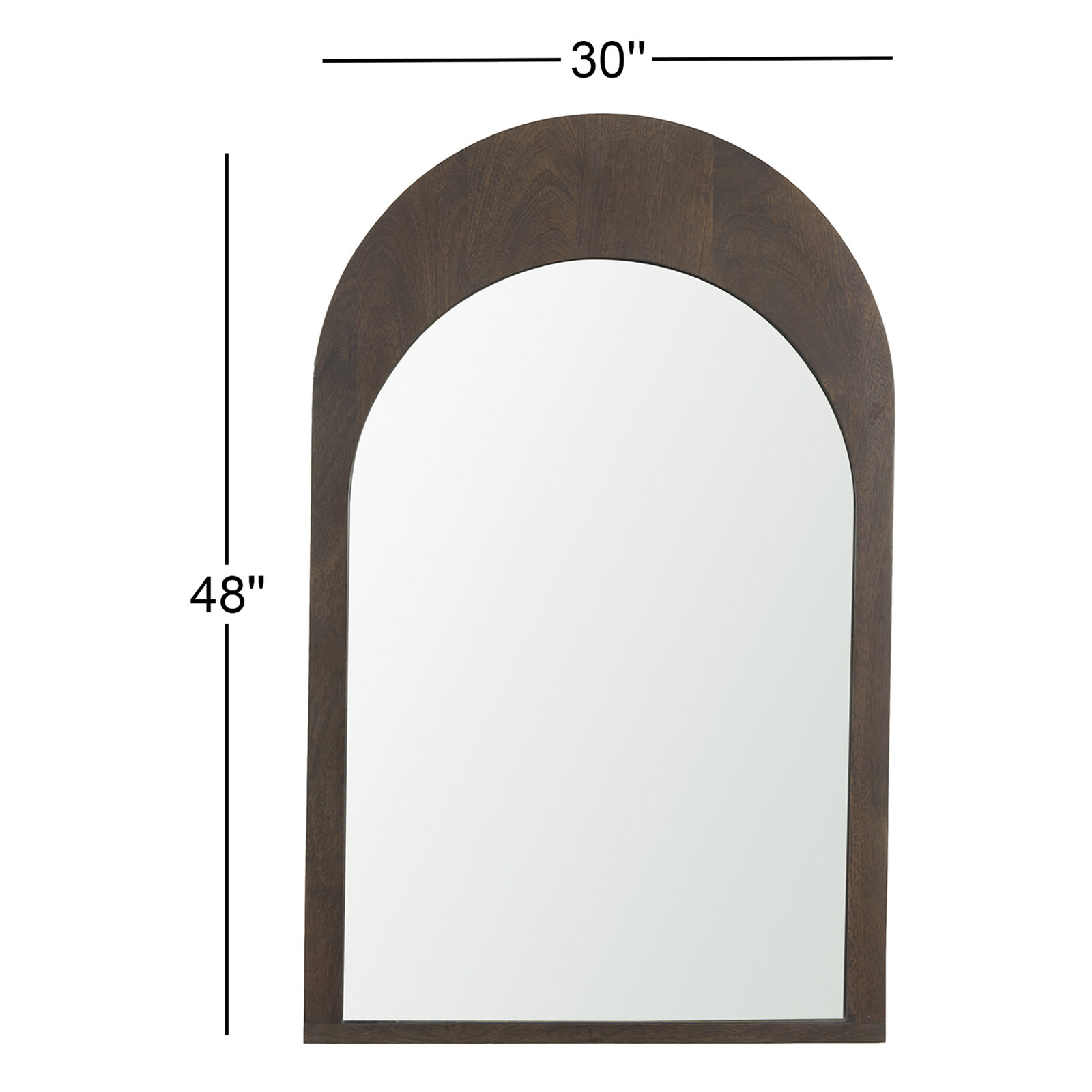 Vixe Solid Wood Mirror, Dark Brown, 48" x 30"