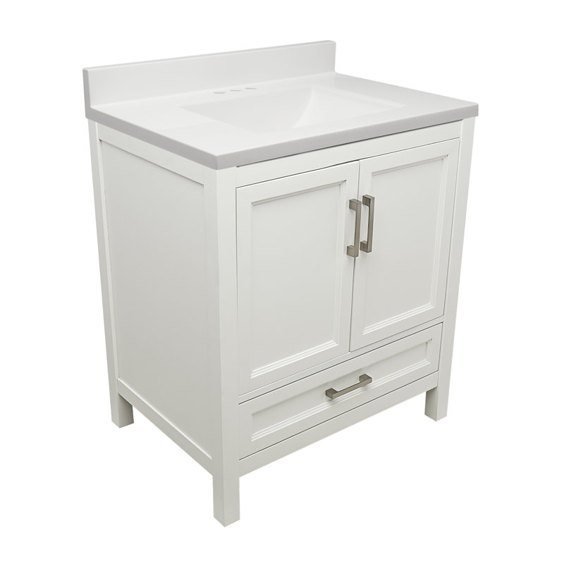 Haleyann 31'' Single Bathroom Vanity with Cultured Marble Top, White