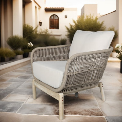Chaise en bois d'acacia Chukudeni avec coussins