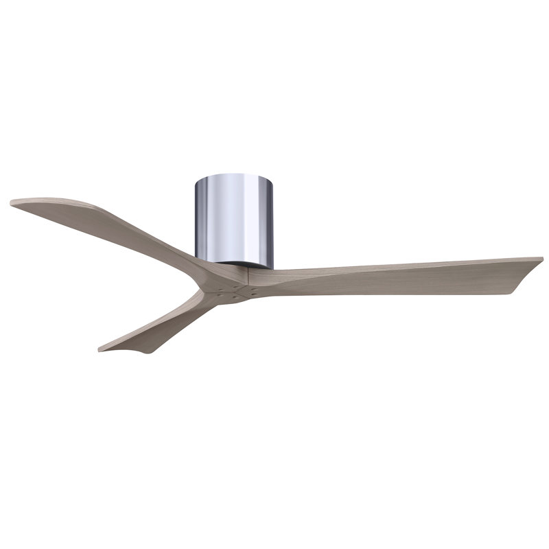 Ventilateur de plafond à 3 pales Olivier, Chrome poli, Ton bois de frêne gris, 52"