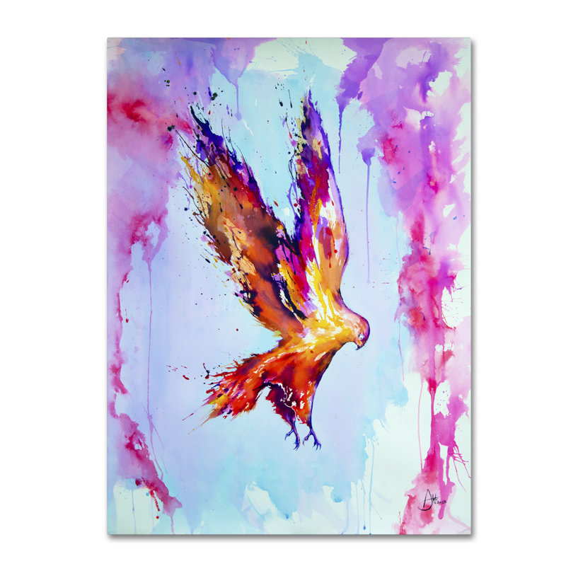 Hyperion Colorful Bird 18x24 Gold Framed Canvas Art