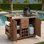 Outdoor Kitchen Island With Wheels, Stainless Steel Top, Spice Rack, Wine Rack, Drawers And Cabinets