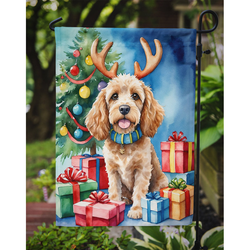 Drapeau de Noël renne de jardin, Cockapoo