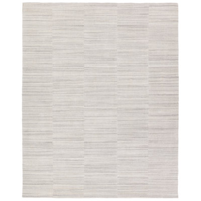 Tapis rayé gris et blanc fait à la main Irini IVA01 