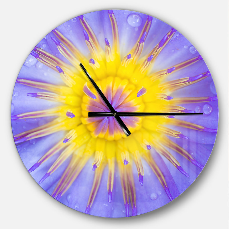 Blooming Violet Lotus Close up - Modern wall clock, Medium