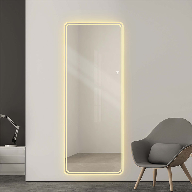 64x21 Inch Full Length LED Floor Mirror, Wall Mounted with Dimming & 3 Color Modes for Bedroom
