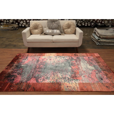 Tapis abstrait abstrait et moderne à motif délavé 5 x 8
