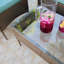 Ensemble de patio en osier 4 pièces avec plateau en verre Alyonna Gardens, turquoise / beige
