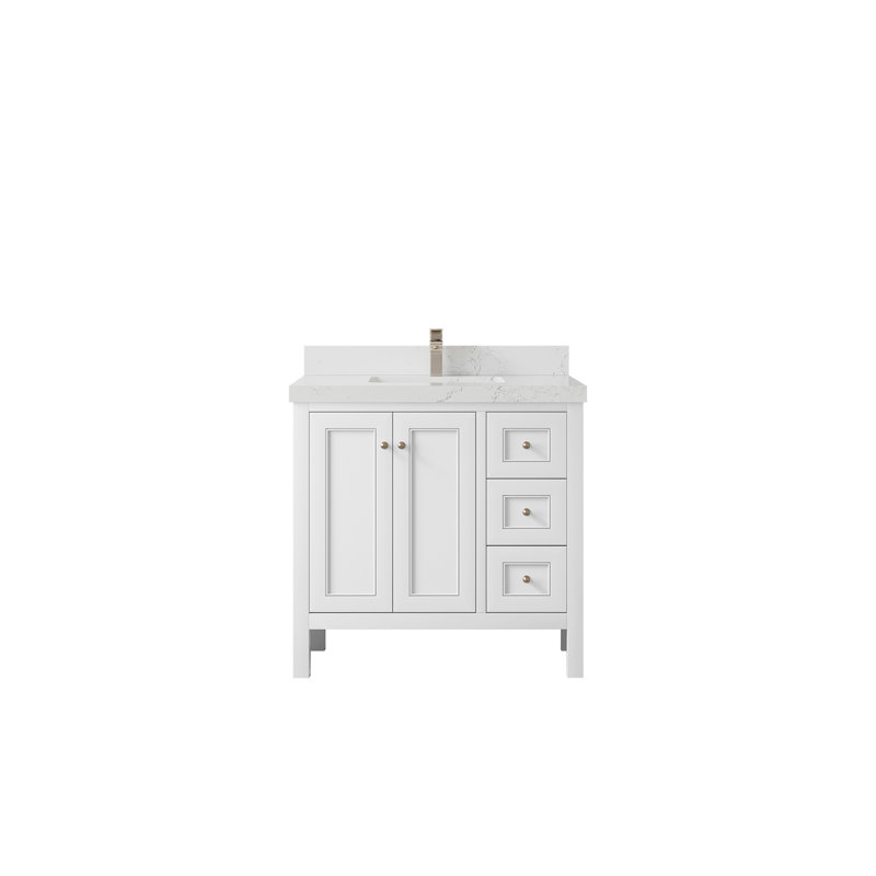 Nashville X P 22 po Meuble-lavabo central en albâtre, Blanc, Empira