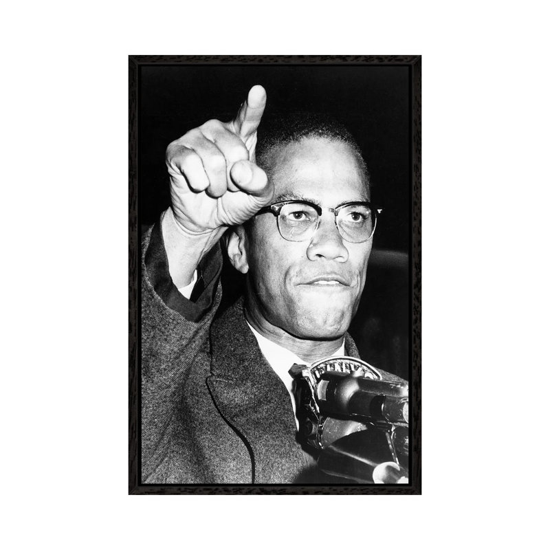 Malcolm X (1925-1965) - Print on Canvas, 66.04 cm H x 45.72 cm W, Black Framed Canvas