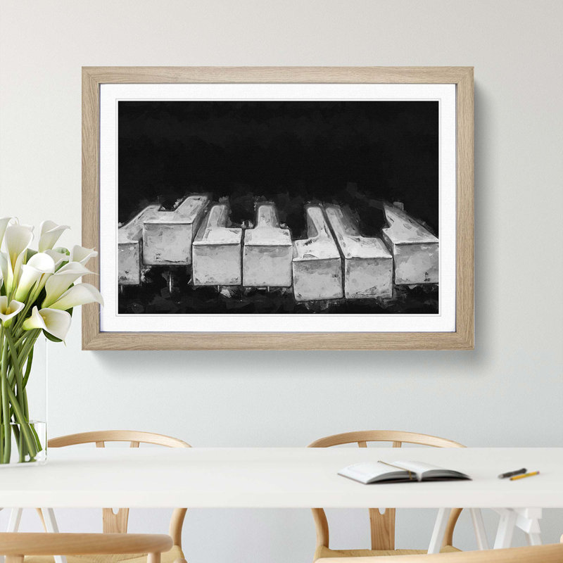Broken Piano Keys In Abstract - Picture Frame Graphic Art Print, Oak Framed, 62cm H x 87cm W x 2cm D
