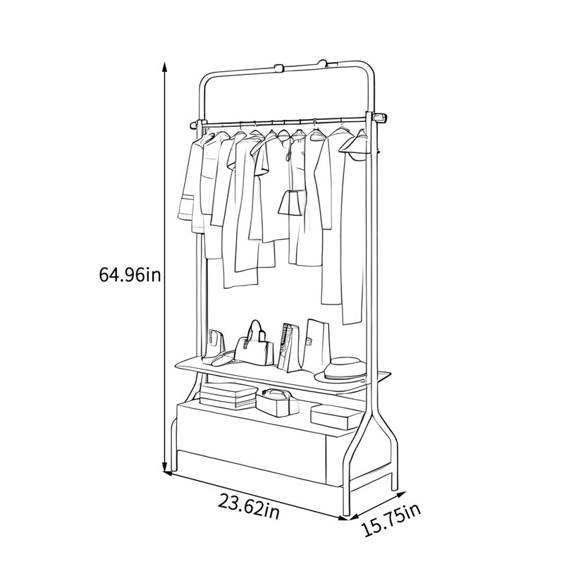 Armoire en acier inoxydable avec crochets, Noir, noir, noir, noir