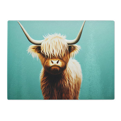Grand Highland Cow  Glass Chopping Board