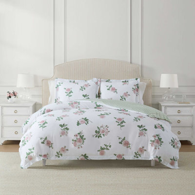 Ensemble de housse de couette réversible rose en coton Martha Stewart