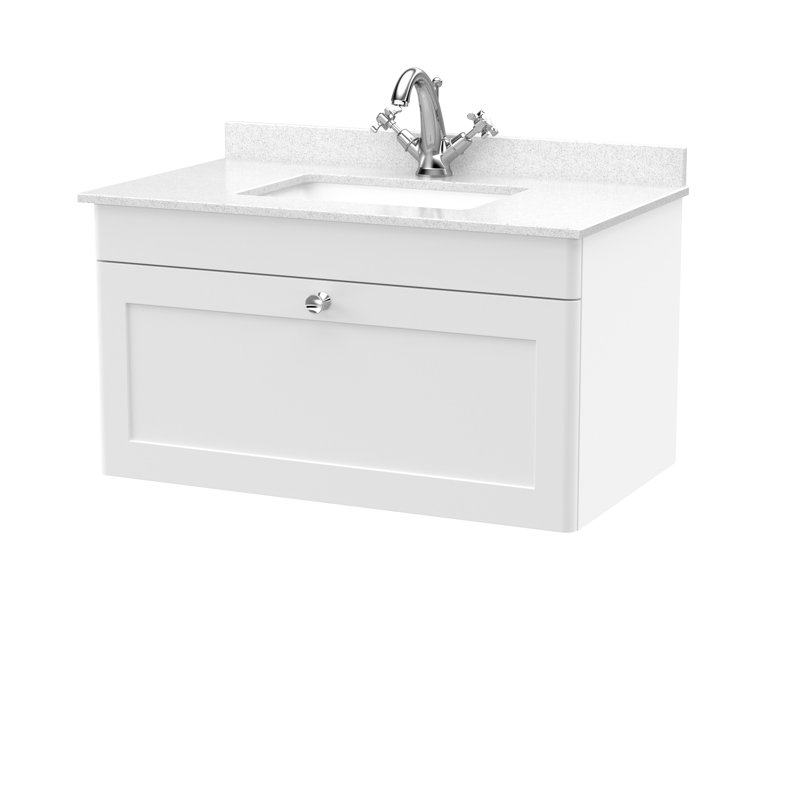 Classique 800 Single Bathroom Vanity with Vanity Top, Satin White