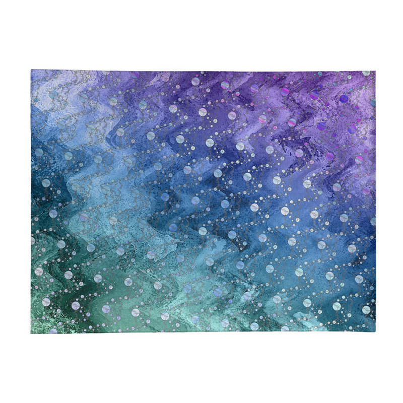 Tapis de planètes et d’étoiles mauve/vert/bleu, Rectangle 5 pi x 7 pi