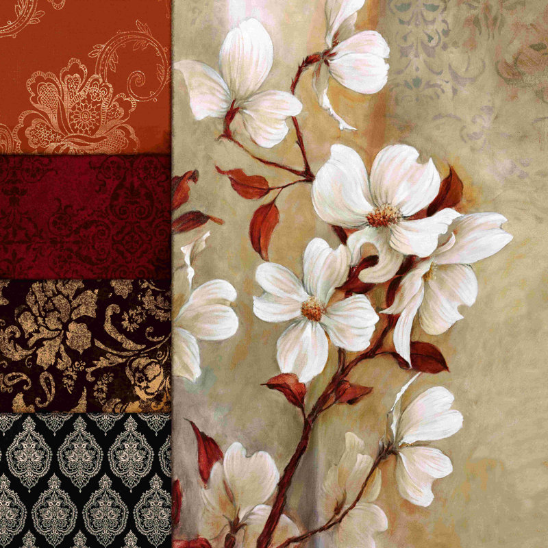 Fleur de cerisier beige 2 - peinture sur toile tendue, H 36 po x l 36 po