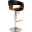 Tabouret de bar pivotant à hauteur ajustable Allin en similicuir, bois de noyer et chrome-1605094098